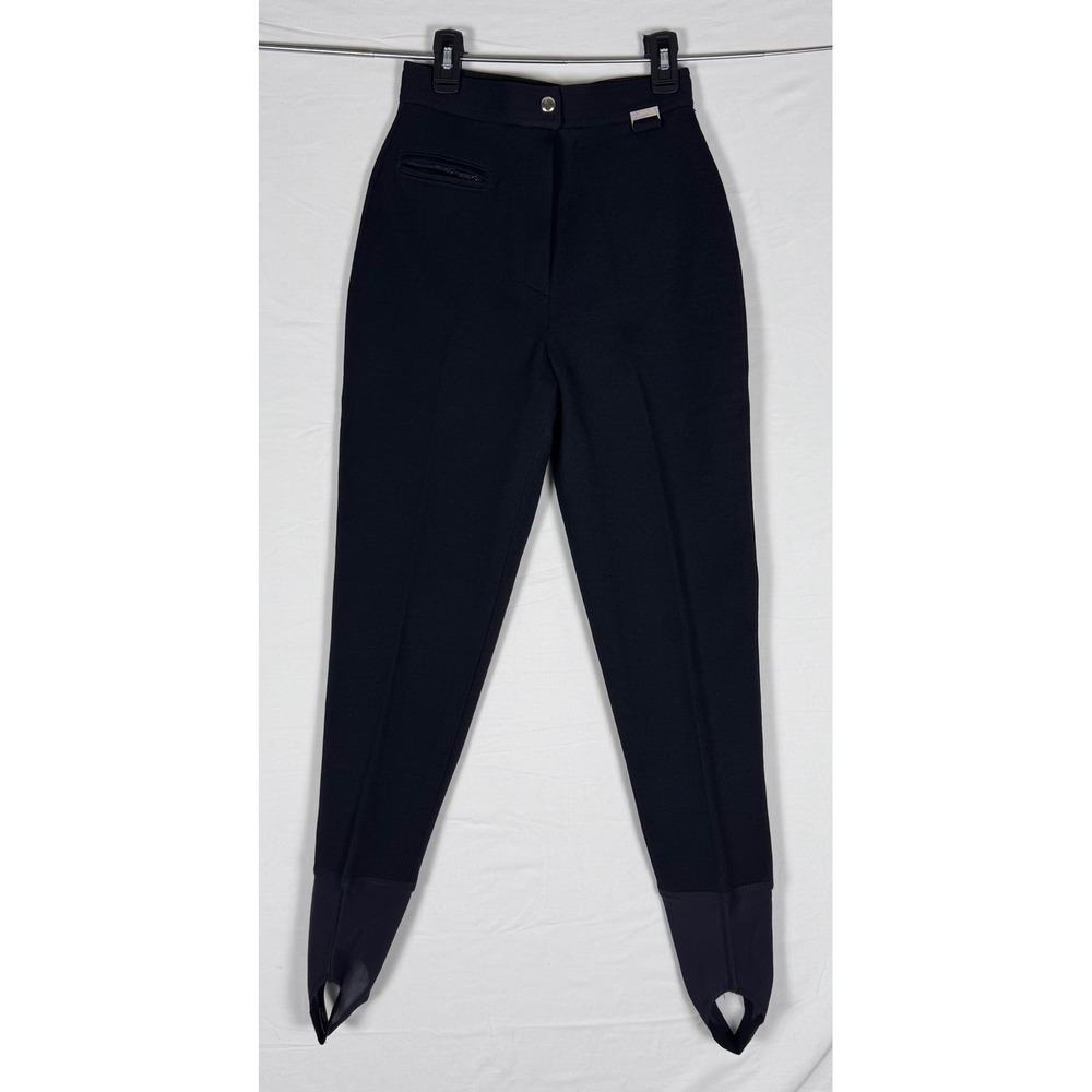 Vintage Edelweiss Stirrup Riding Pants Black Wool Blend Women's Size 6 USA